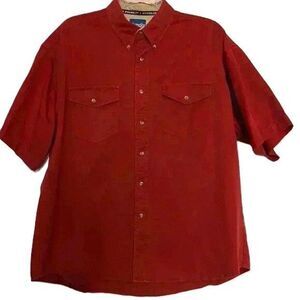 Wrangler Western Wear Mens Red Short Sleeve Button Down Shirt Size XXL